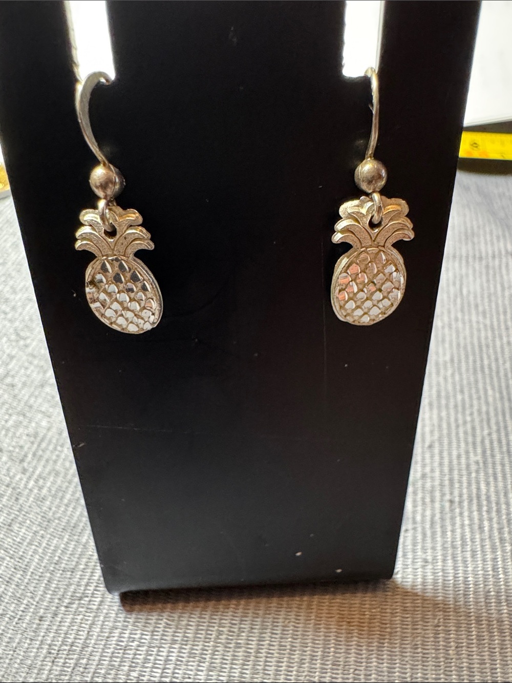 Vintage Sterling Silver Pineapple Drop Earrings - Tropical Accent